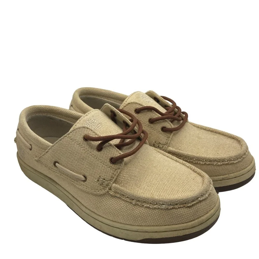 Timberland Men's brown tan grey Boat Loafers structured 9.5M
